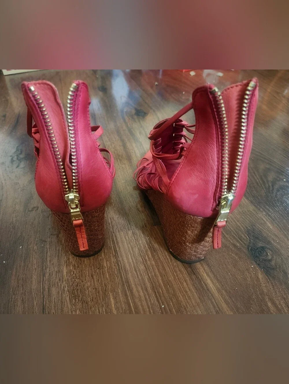 Ralph Lauren Red Strappy Alexandrea Wedge Sandals